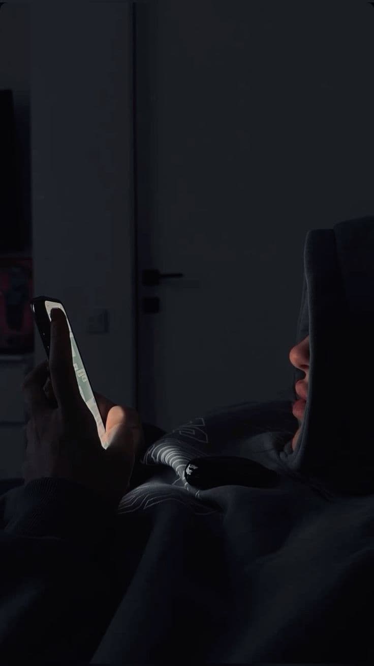 Late night, phone in hand